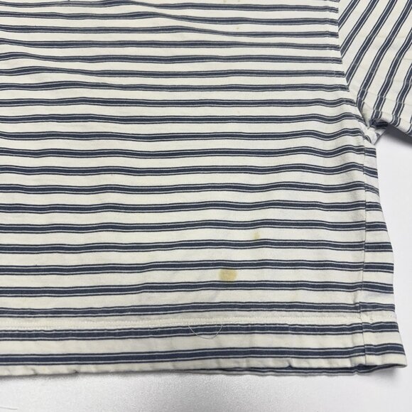 Vintage Code Bleu Crop Top T Shirt Womens Small 20x18 White/Blue Striped 90s - Picture 6 of 12